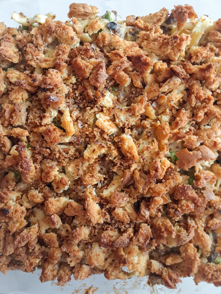 yumasetti casserole baked and ready to eat.