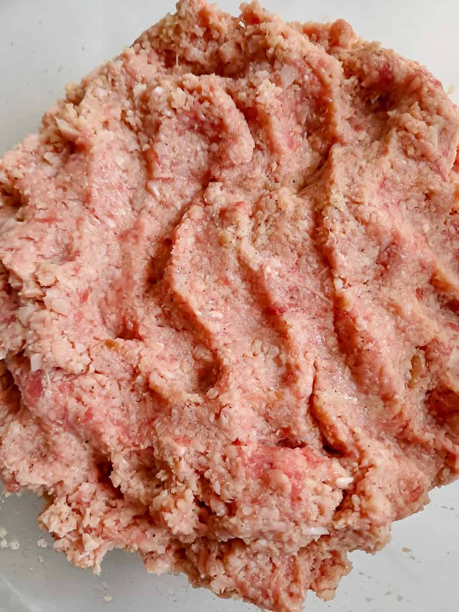 ham ball mixture in large bowl.